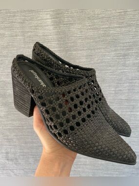 Jeffrey Campbell woven mules black